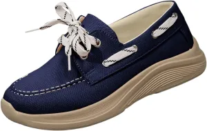 2025 Women's Canvas Slip On Shoes Lace Up Sneakers Slip On Low Top Arch Support Walking Loafers Orthopedic Non Slip Closed Toe Running Casual Boat Shoes Soft Tennis Shoe for Daily Wear