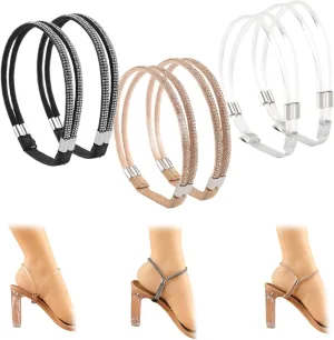 3 Pairs Elastic High Heels Shoe Straps with Rhinestone, Anti-Loose Detachable Replacement Ankle Straps for High Heels Stilettos, Shoelaces