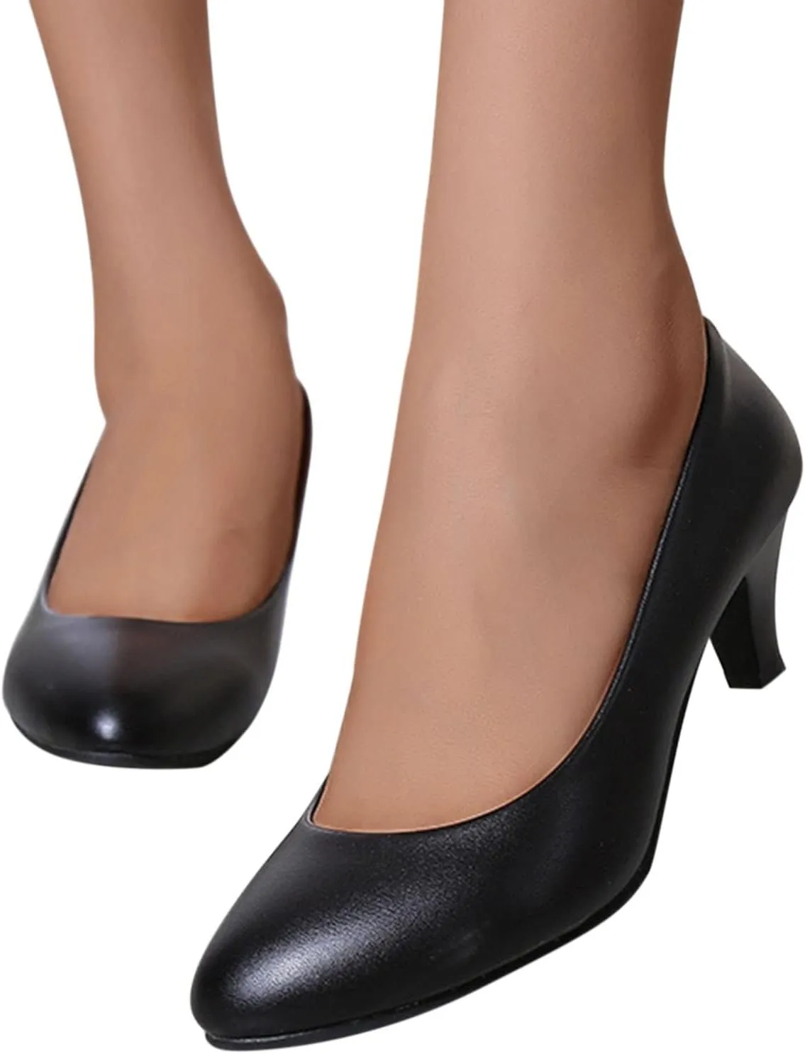 AMDBEL Pumps for Women Dressy Comfortable, Women's Low Kitten Heel Pumps Classic Fashion Dress Pumps Heeled Shoes Office Work