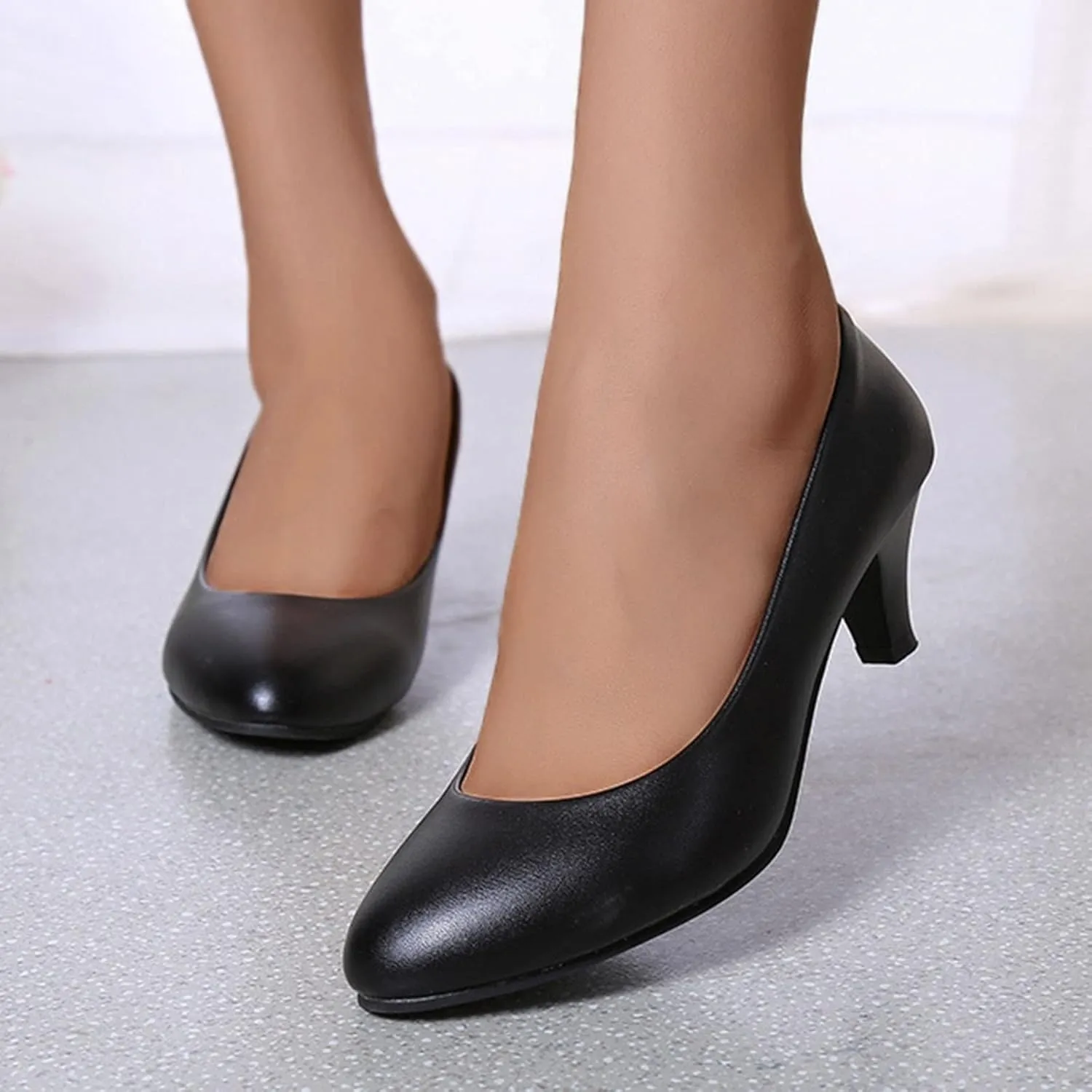 AMDBEL Pumps for Women Dressy Comfortable, Women's Low Kitten Heel Pumps Classic Fashion Dress Pumps Heeled Shoes Office Work