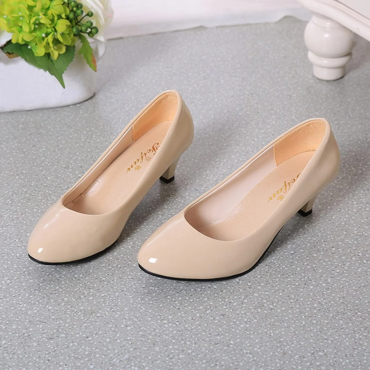 AMDBEL Pumps for Women Dressy Comfortable, Women's Low Kitten Heel Pumps Classic Fashion Dress Pumps Heeled Shoes Office Work