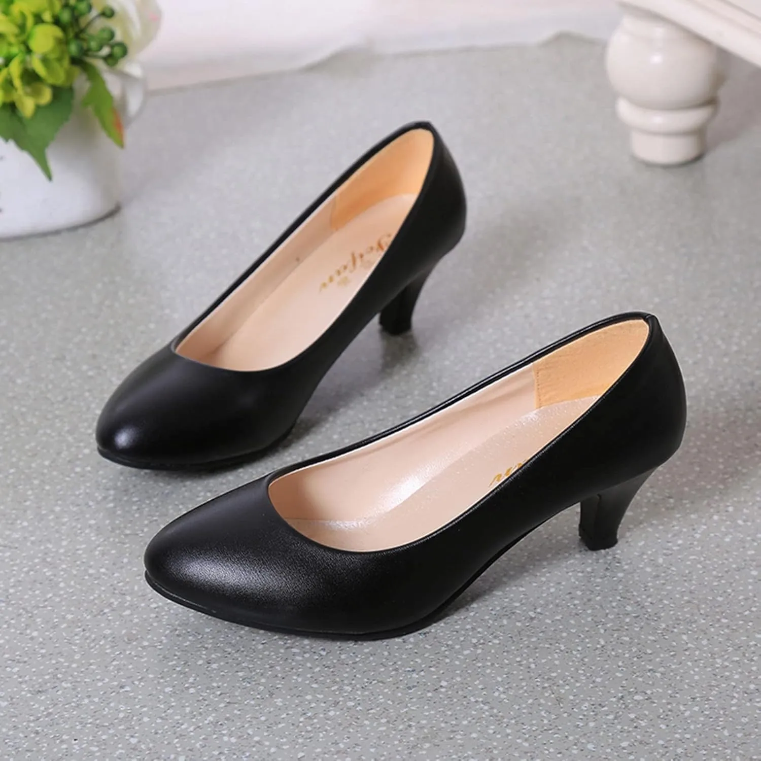 AMDBEL Pumps for Women Dressy Comfortable, Women's Low Kitten Heel Pumps Classic Fashion Dress Pumps Heeled Shoes Office Work