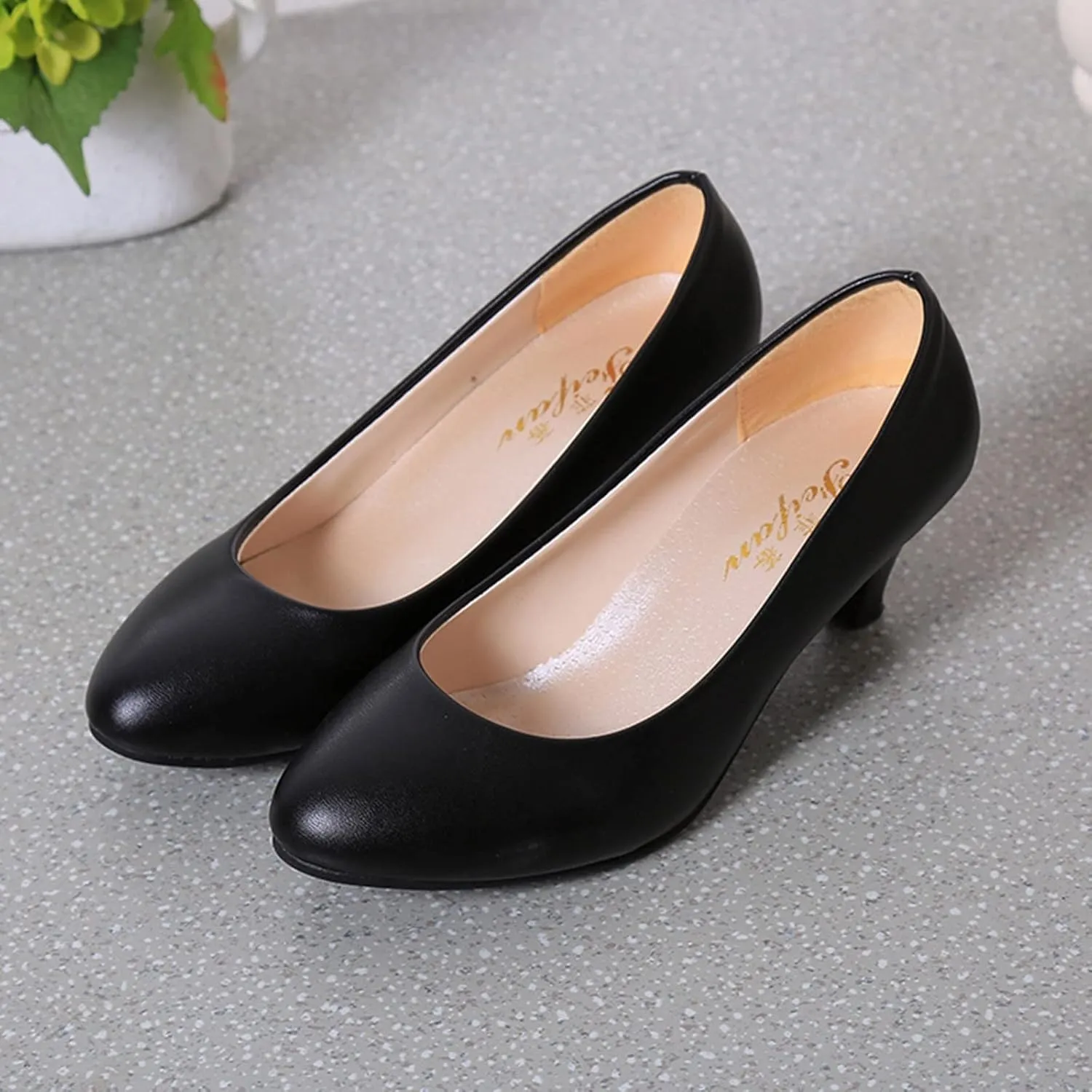 AMDBEL Pumps for Women Dressy Comfortable, Women's Low Kitten Heel Pumps Classic Fashion Dress Pumps Heeled Shoes Office Work