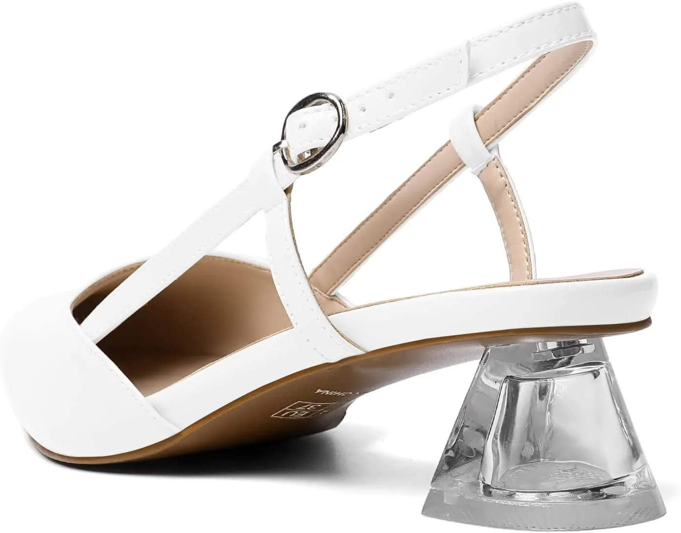AUMOTED Women's Block Heel Pumps Slingback Pointed Toe Heels with Adjustable Strap Mid Low Heeled Dress Shoes for Ladies Wedding Party Office Evening 1.6 Inch