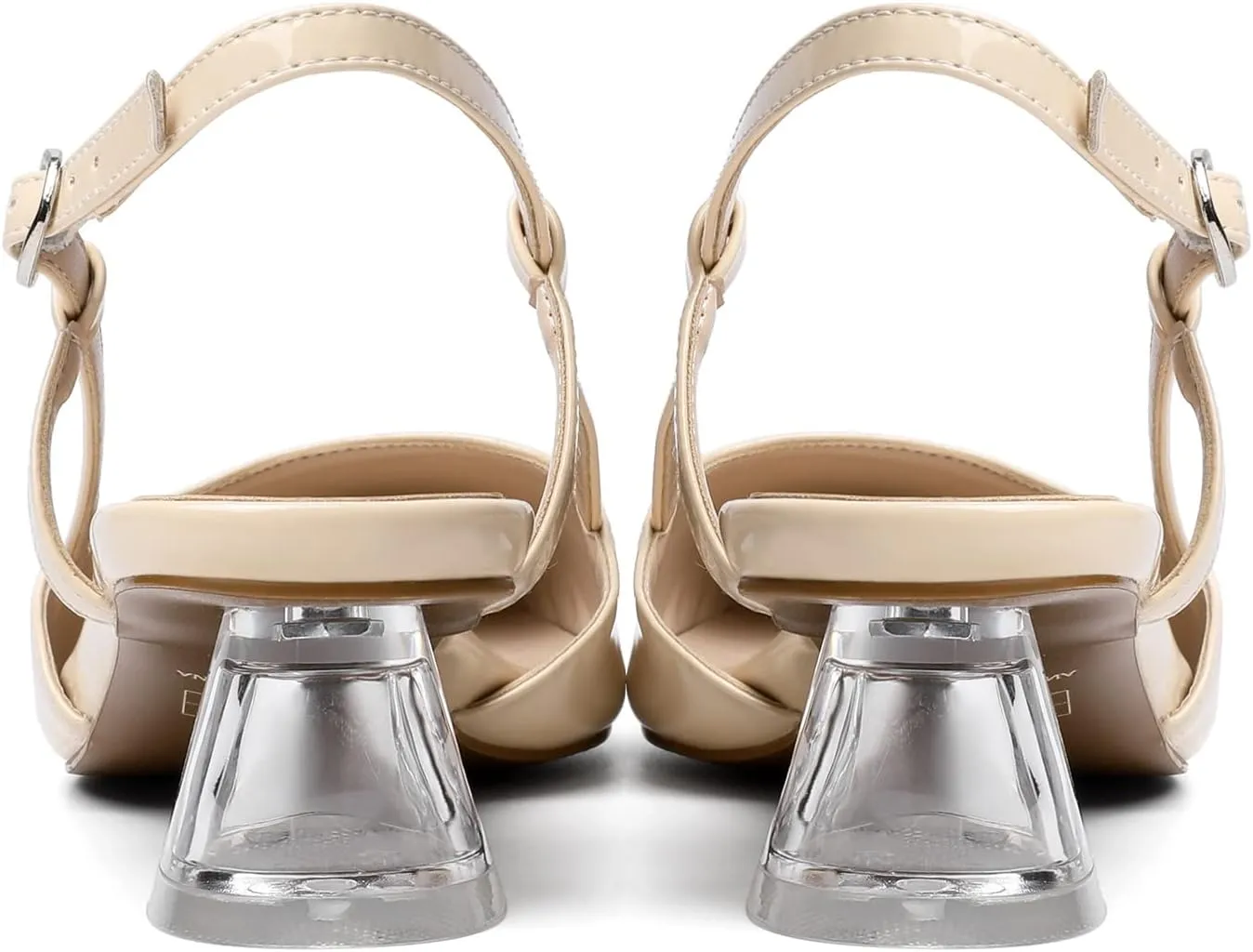 AUMOTED Women's Block Heel Pumps Slingback Pointed Toe Heels with Adjustable Strap Mid Low Heeled Dress Shoes for Ladies Wedding Party Office Evening 1.6 Inch