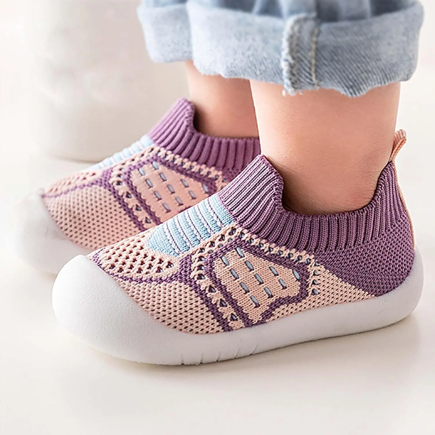 Baby First-Walking Shoes Boys Girls Soft Sole Non Slip Cotton Trainers Canvas Breathable Slip-on Sneakers Outdoor