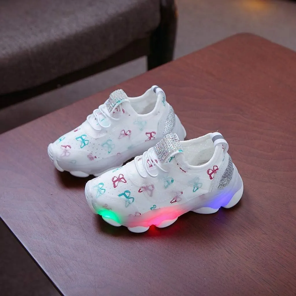 Baby First Walking Shoes Kid Led Shoes Trainers Slip on Waves Shoes Boys Girls Cotton Mesh Breathable Sneakers