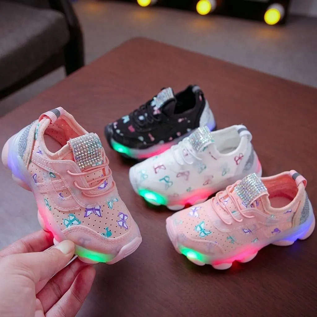Baby First Walking Shoes Kid Led Shoes Trainers Slip on Waves Shoes Boys Girls Cotton Mesh Breathable Sneakers