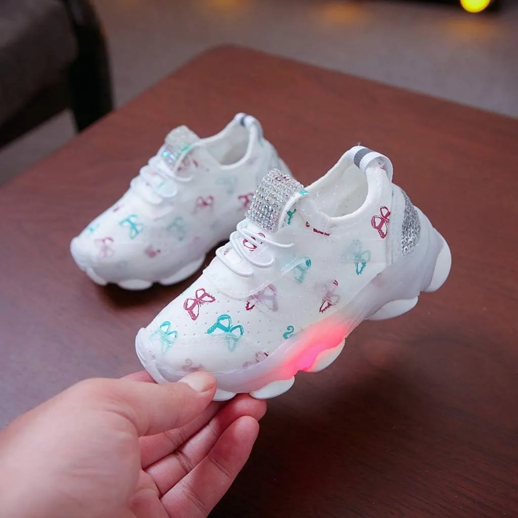 Baby First Walking Shoes Kid Led Shoes Trainers Slip on Waves Shoes Boys Girls Cotton Mesh Breathable Sneakers