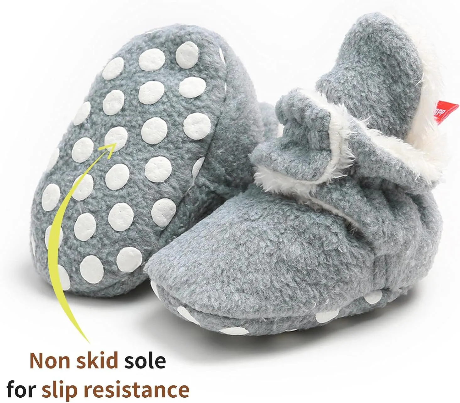 Baby Fleece Booties Newborn Warm Slippers Cozy Winter Boots Sock Shoes Infant Crib Bootie with Non Skid Bottom 0-18Month