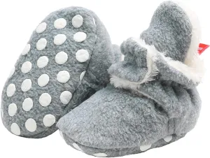 Baby Fleece Booties Newborn Warm Slippers Cozy Winter Boots Sock Shoes Infant Crib Bootie with Non Skid Bottom 0-18Month