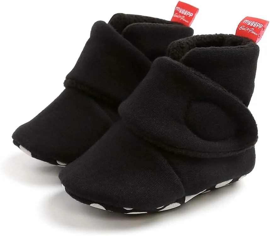 Baby Fleece Booties Newborn Warm Slippers Cozy Winter Boots Sock Shoes Infant Crib Bootie with Non Skid Bottom 0-18Month