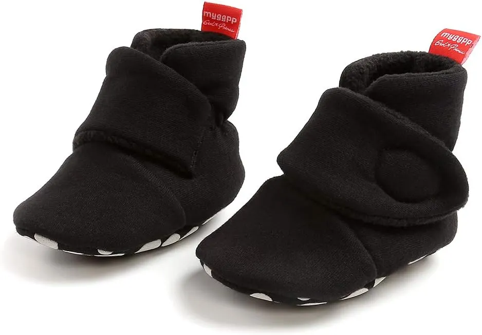 Baby Fleece Booties Newborn Warm Slippers Cozy Winter Boots Sock Shoes Infant Crib Bootie with Non Skid Bottom 0-18Month