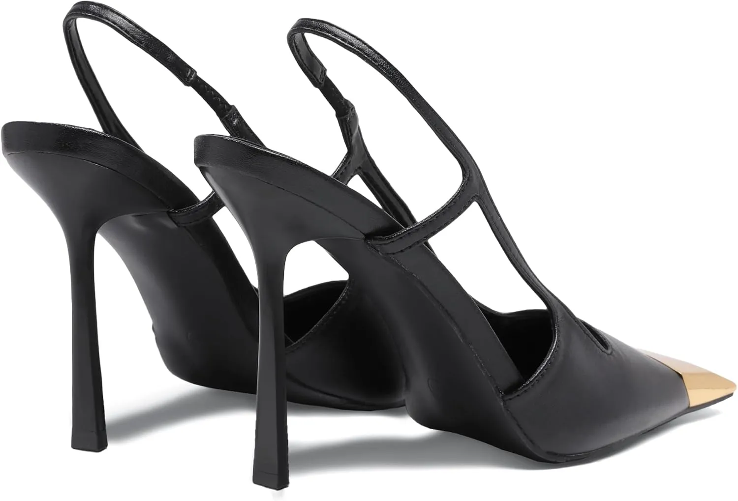 Black Slingback High Heels for Women Metal Pointed Toe Stiletto Heels Closed Toe Pumps Patent Leather Dress High Heels