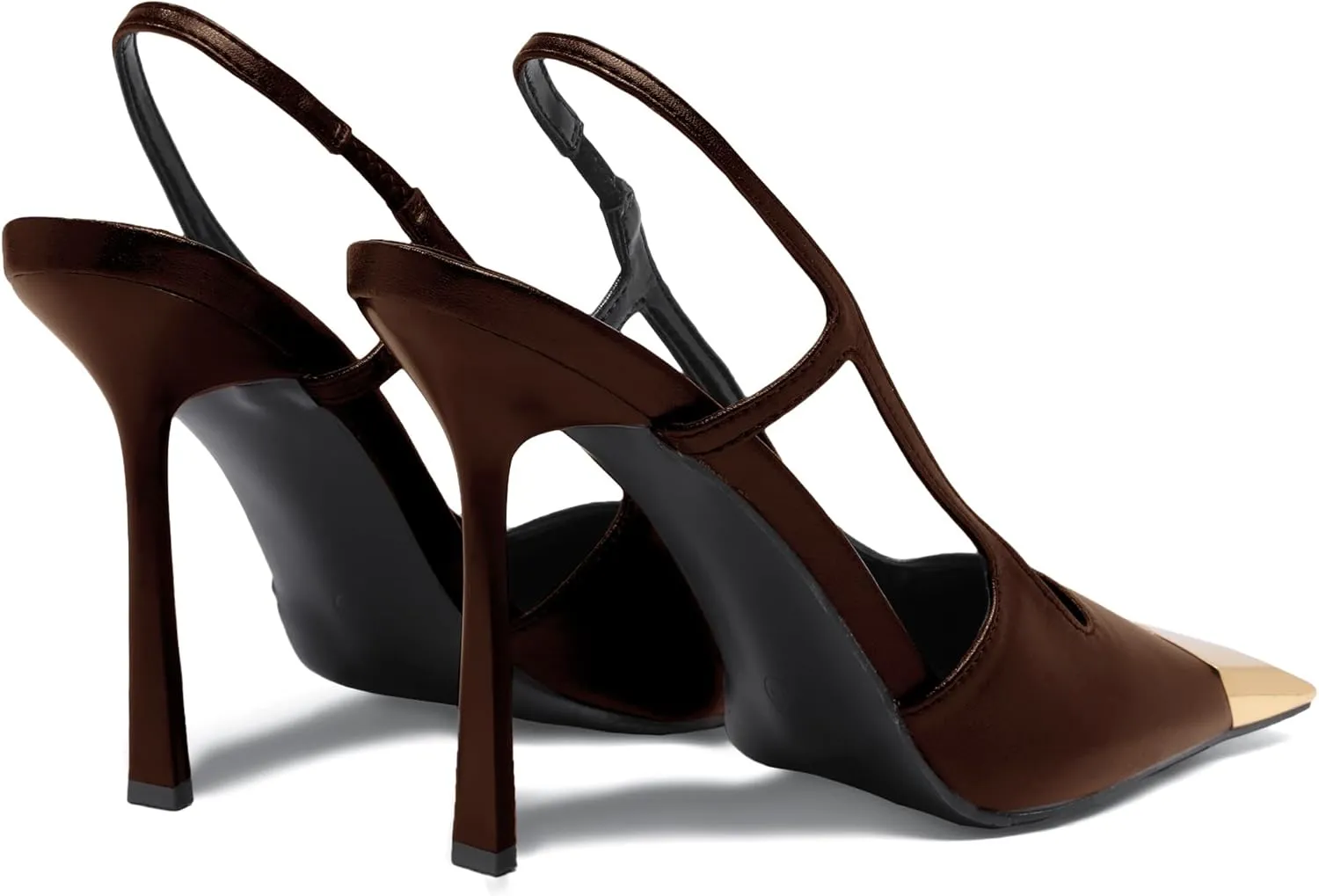 Black Slingback High Heels for Women Metal Pointed Toe Stiletto Heels Closed Toe Pumps Patent Leather Dress High Heels