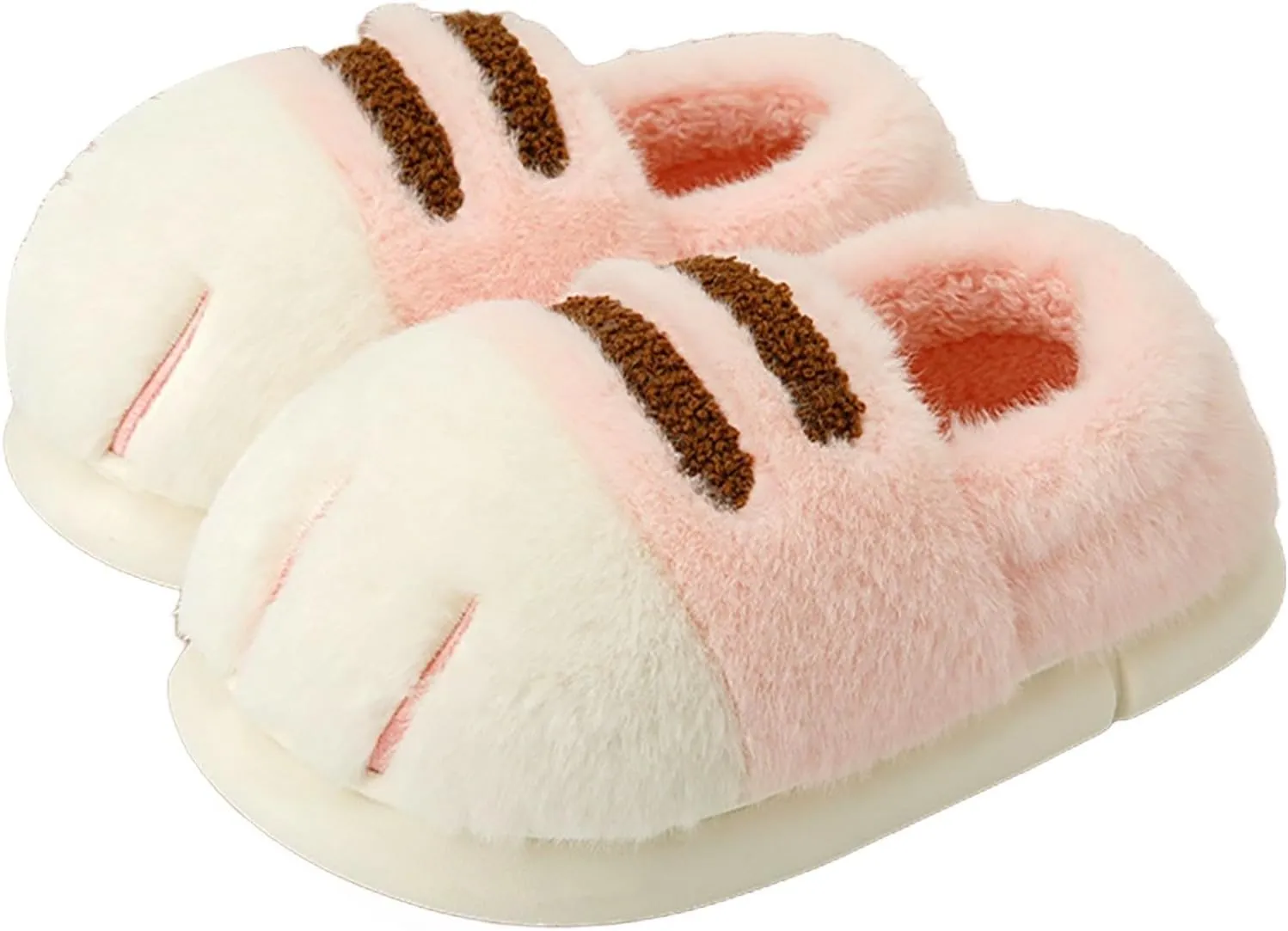 Cat Paw Slippers, Cat Slippers for Women 3D Cat Paw Cartoon Slipper Warm Fluffy Furry Winter Indoor Outdoor Slides