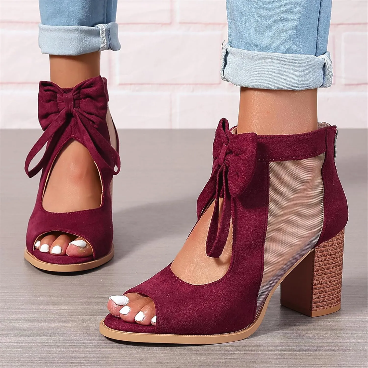 Chunky Heels For Women Wedding Chunky Block Open Toe Ankle Strap Heeled Sandals Comfortable Party Dress Pumps Shoes