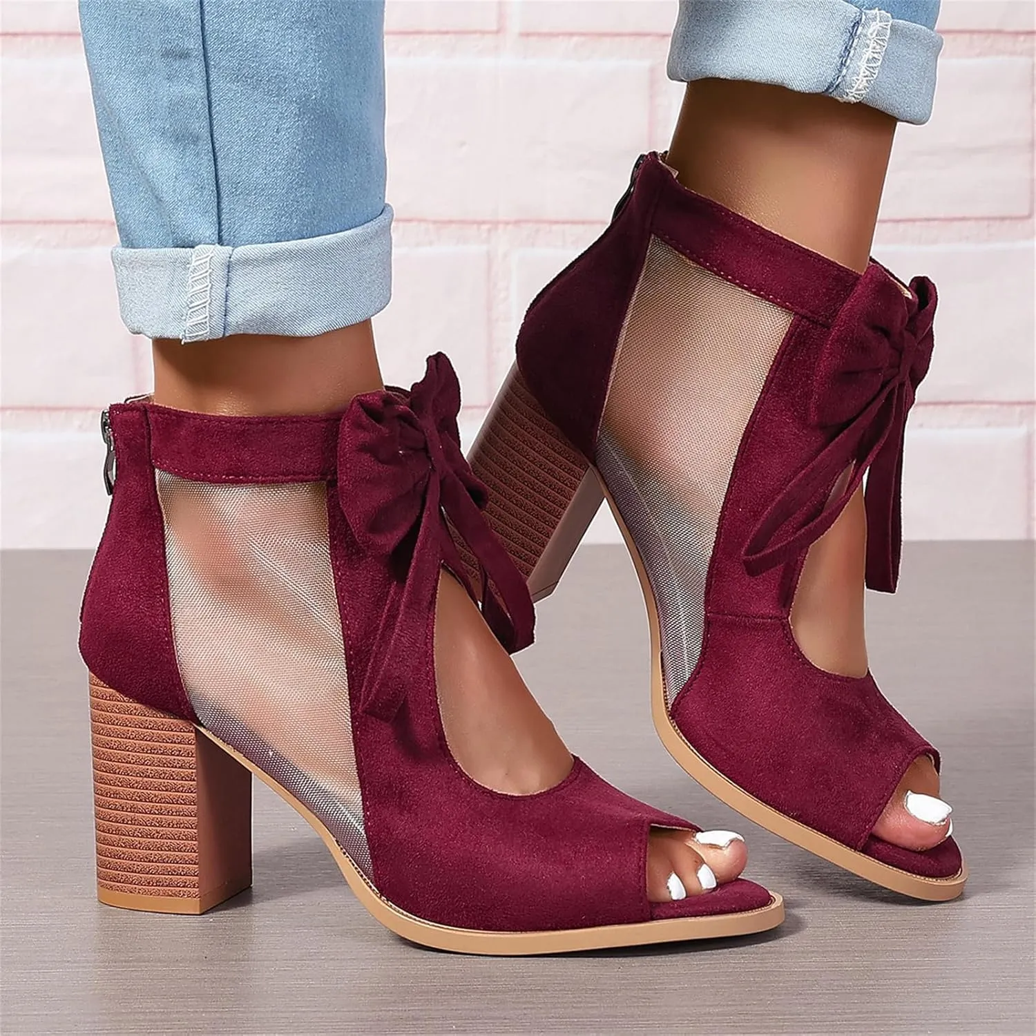 Chunky Heels For Women Wedding Chunky Block Open Toe Ankle Strap Heeled Sandals Comfortable Party Dress Pumps Shoes