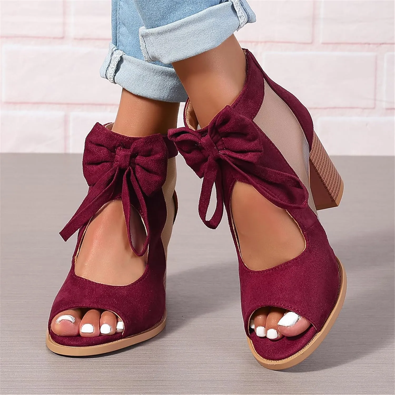 Chunky Heels For Women Wedding Chunky Block Open Toe Ankle Strap Heeled Sandals Comfortable Party Dress Pumps Shoes