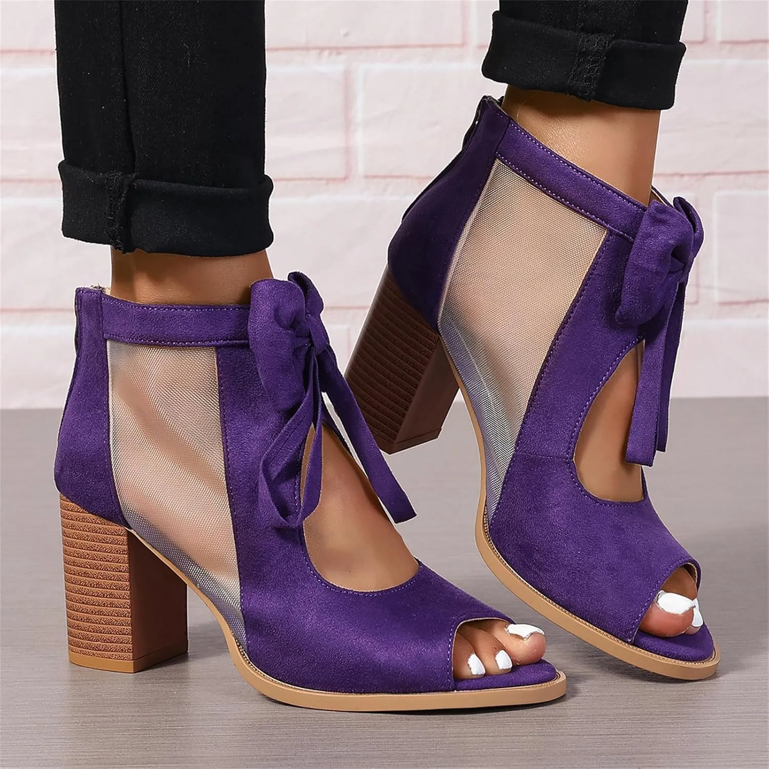 Chunky Heels For Women Wedding Open Toe Heeled Sandals Slip On Block Mid Heels Comfortable Party Dress Pumps Shoes
