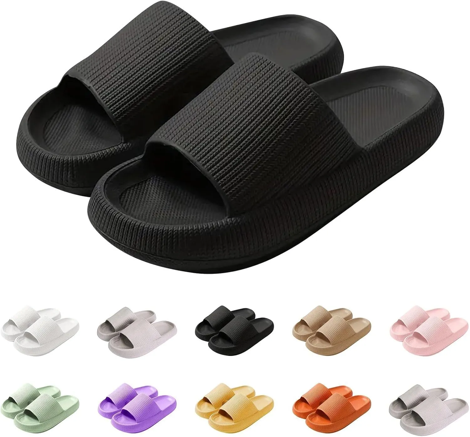 Cloud Slippers Sandals Indoor House Slippers Shower Shoes for Women Men Bathroom Comfort Soft Lightweight Non-Slip Thick Sole Easy to Clean Slipper Foot Pain Relief Beach Shoes with Low Arch Support