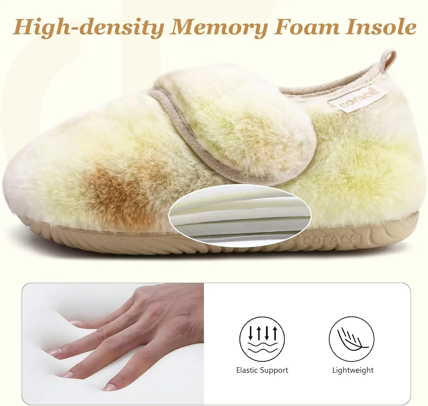 COFACE Women House Slippers Memory Foam Fluffy Slippers Ladies House Shoes Indoor Outdoor