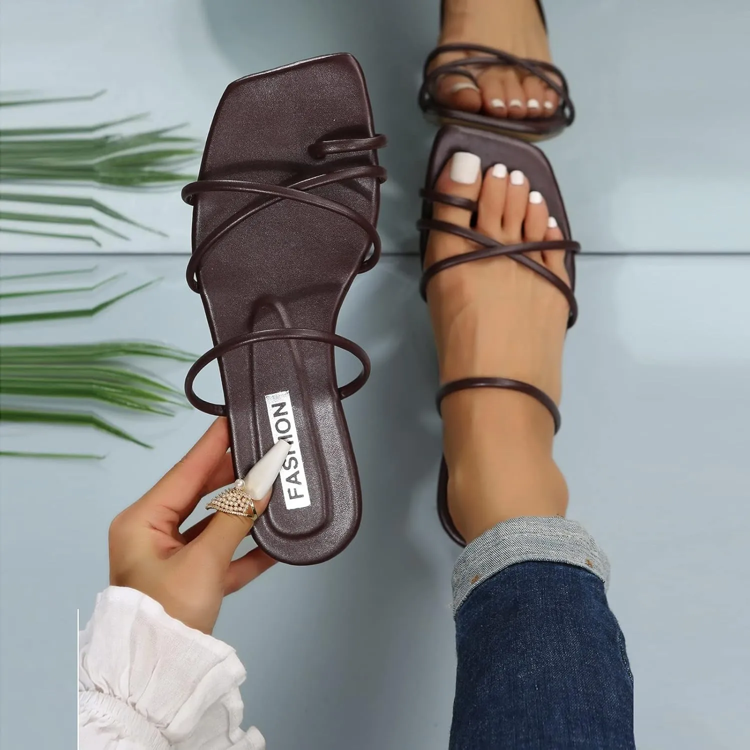 Comfortable Sandals for Women Anti-Slip Breathable Platform Flip Flops Roman Pluse Size Summer Mules Shoes