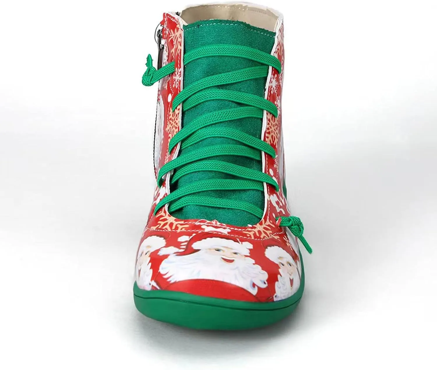 Comfortable Short Shoes Printing Flat Christmas Toe Women Booties Women Trainers Sports Running Shoes Causal Travel Walking Flat Shoe Lace-up Breathable