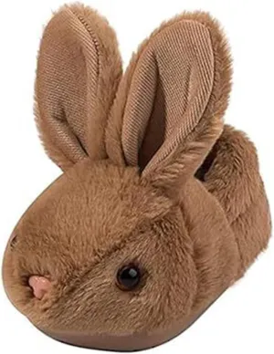 Cute Bunny Slippers For Kids Fuzzy Animal Memory Foam Big Ear Furry Plush Warm Flat Shoes Indoor Non Slip House Shoes