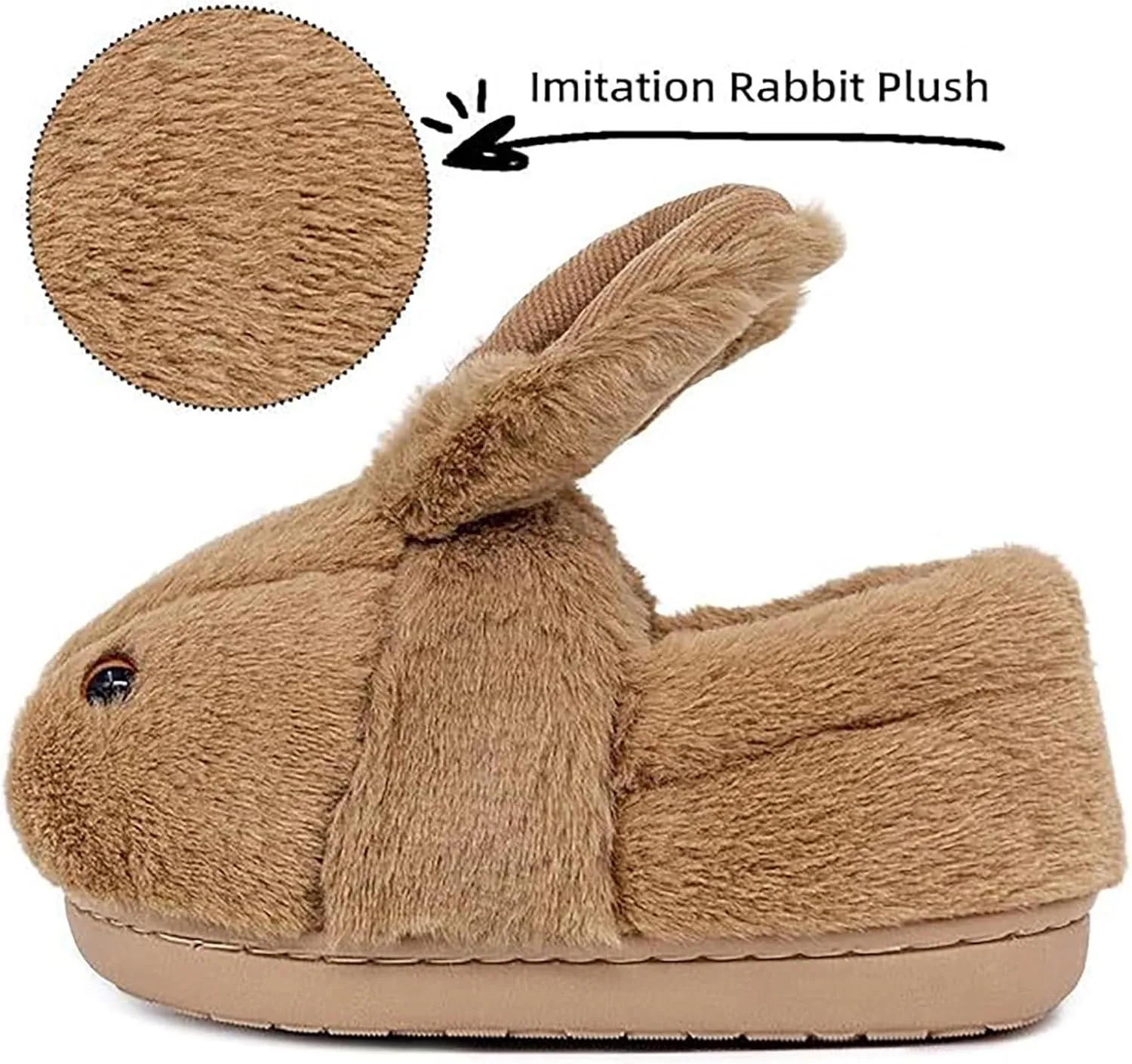 Cute Bunny Slippers For Kids Fuzzy Animal Memory Foam Big Ear Furry Plush Warm Flat Shoes Indoor Non Slip House Shoes