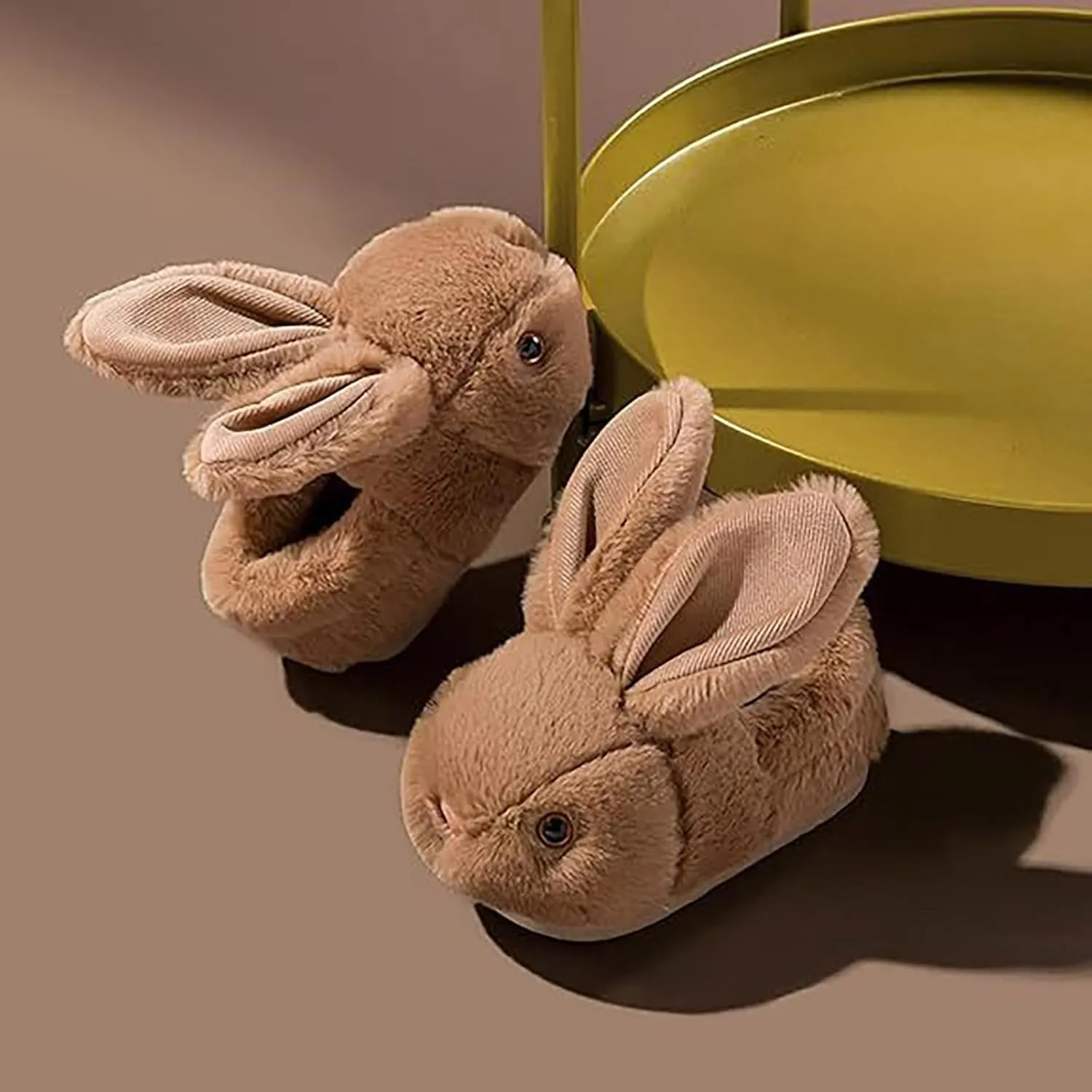 Cute Bunny Slippers For Kids Fuzzy Animal Memory Foam Big Ear Furry Plush Warm Flat Shoes Indoor Non Slip House Shoes