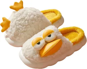 Cute Duck Furry Animal Slippers for Women Men Warm Fluffy Soft House Slippers Indoor Outdoor