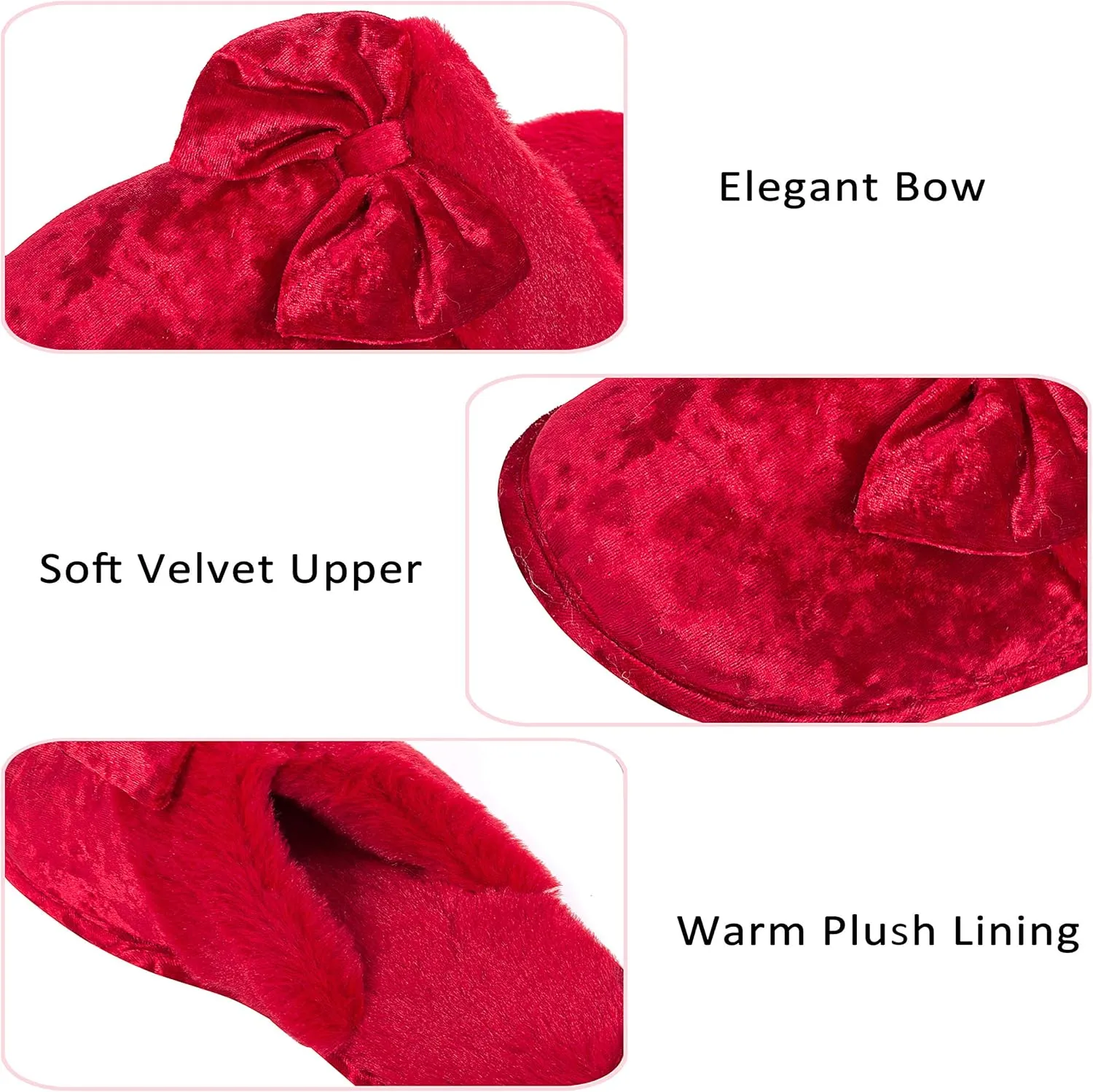 DL Womens Fluffy Velvet Slip on Scuff Slippers for Women Indoor, Warm Furry Ladies Bedroom Slippers with Non Slip Outsole Pink Gray Size 5-6, 7-8, 9-10