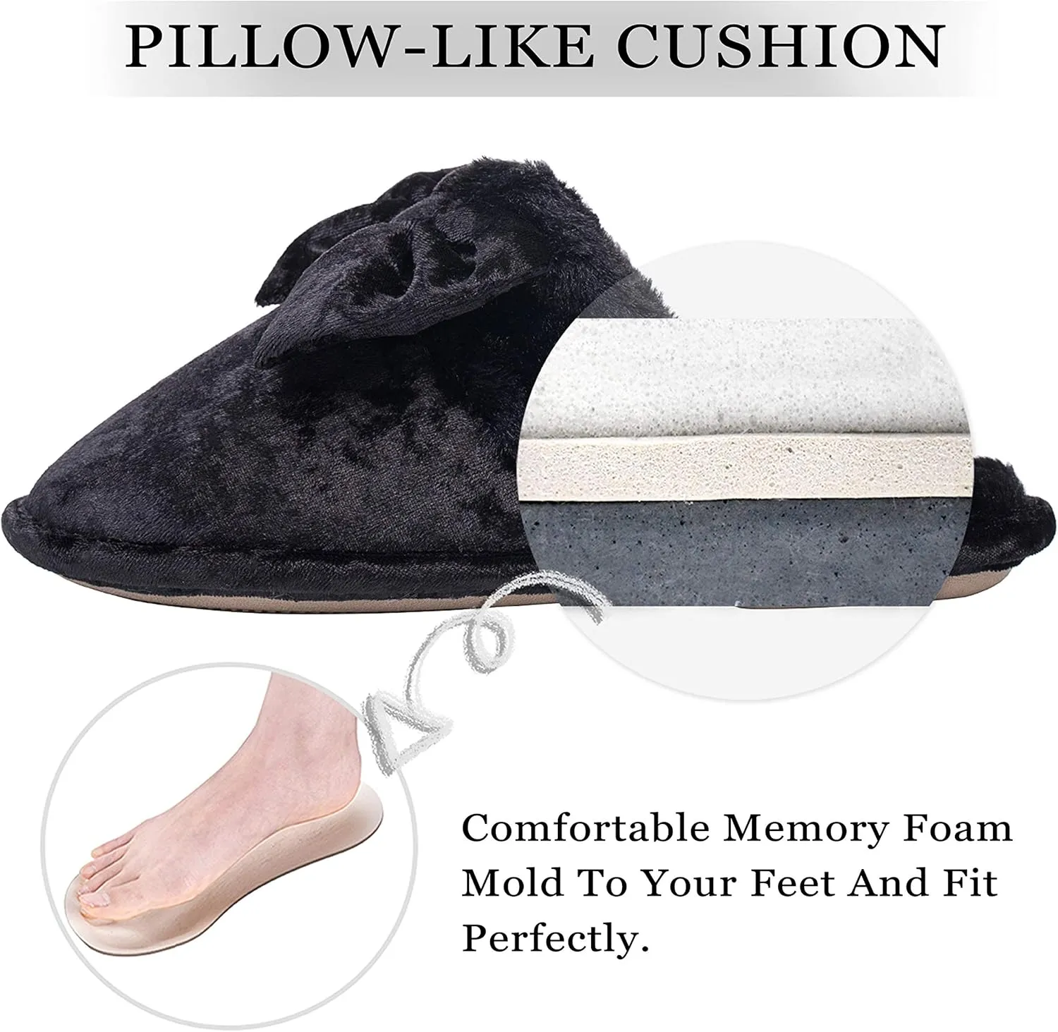 DL Womens Fluffy Velvet Slip on Scuff Slippers for Women Indoor, Warm Furry Ladies Bedroom Slippers with Non Slip Outsole Pink Gray Size 5-6, 7-8, 9-10