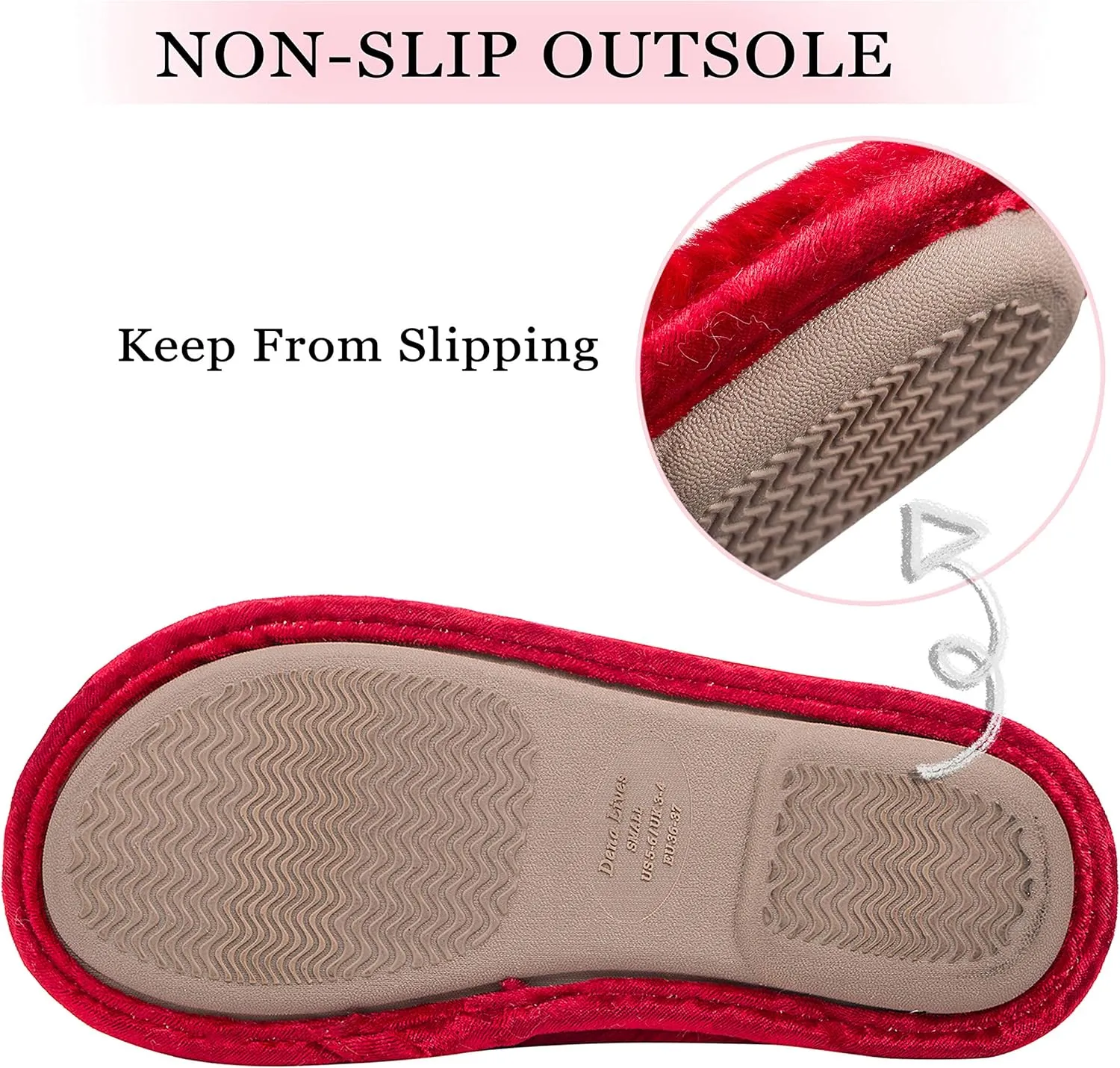 DL Womens Fluffy Velvet Slip on Scuff Slippers for Women Indoor, Warm Furry Ladies Bedroom Slippers with Non Slip Outsole Pink Gray Size 5-6, 7-8, 9-10