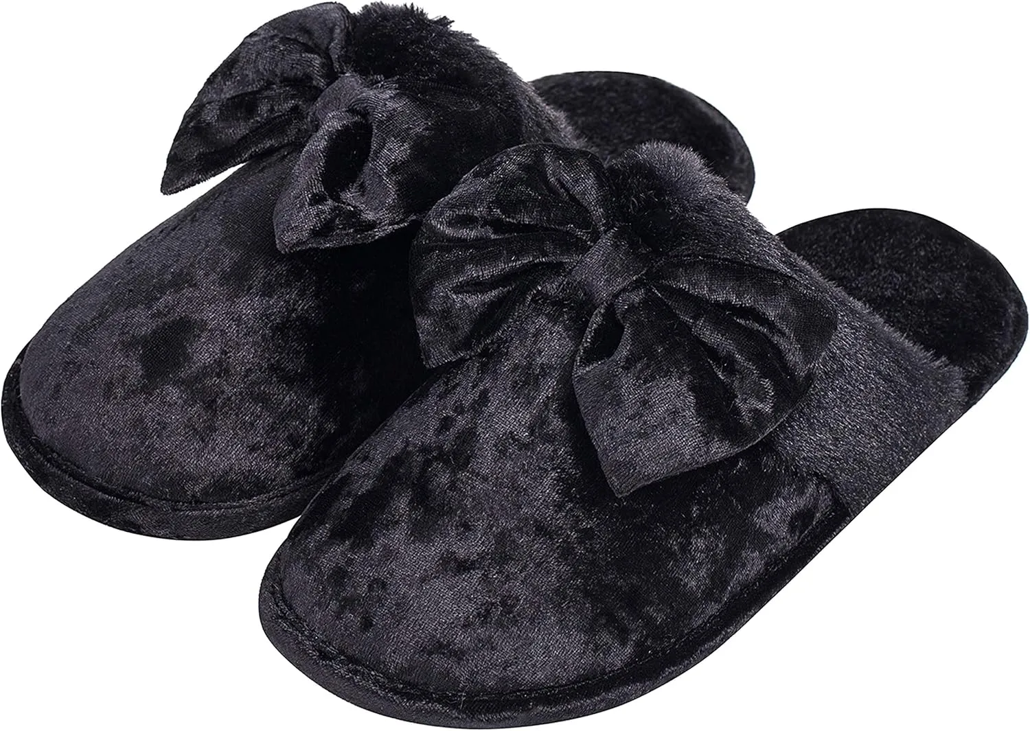 DL Womens Fluffy Velvet Slip on Scuff Slippers for Women Indoor, Warm Furry Ladies Bedroom Slippers with Non Slip Outsole Pink Gray Size 5-6, 7-8, 9-10
