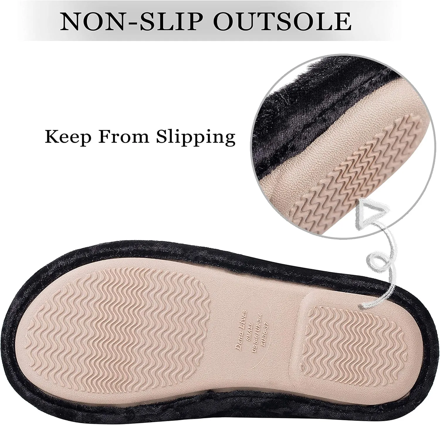 DL Womens Fluffy Velvet Slip on Scuff Slippers for Women Indoor, Warm Furry Ladies Bedroom Slippers with Non Slip Outsole Pink Gray Size 5-6, 7-8, 9-10