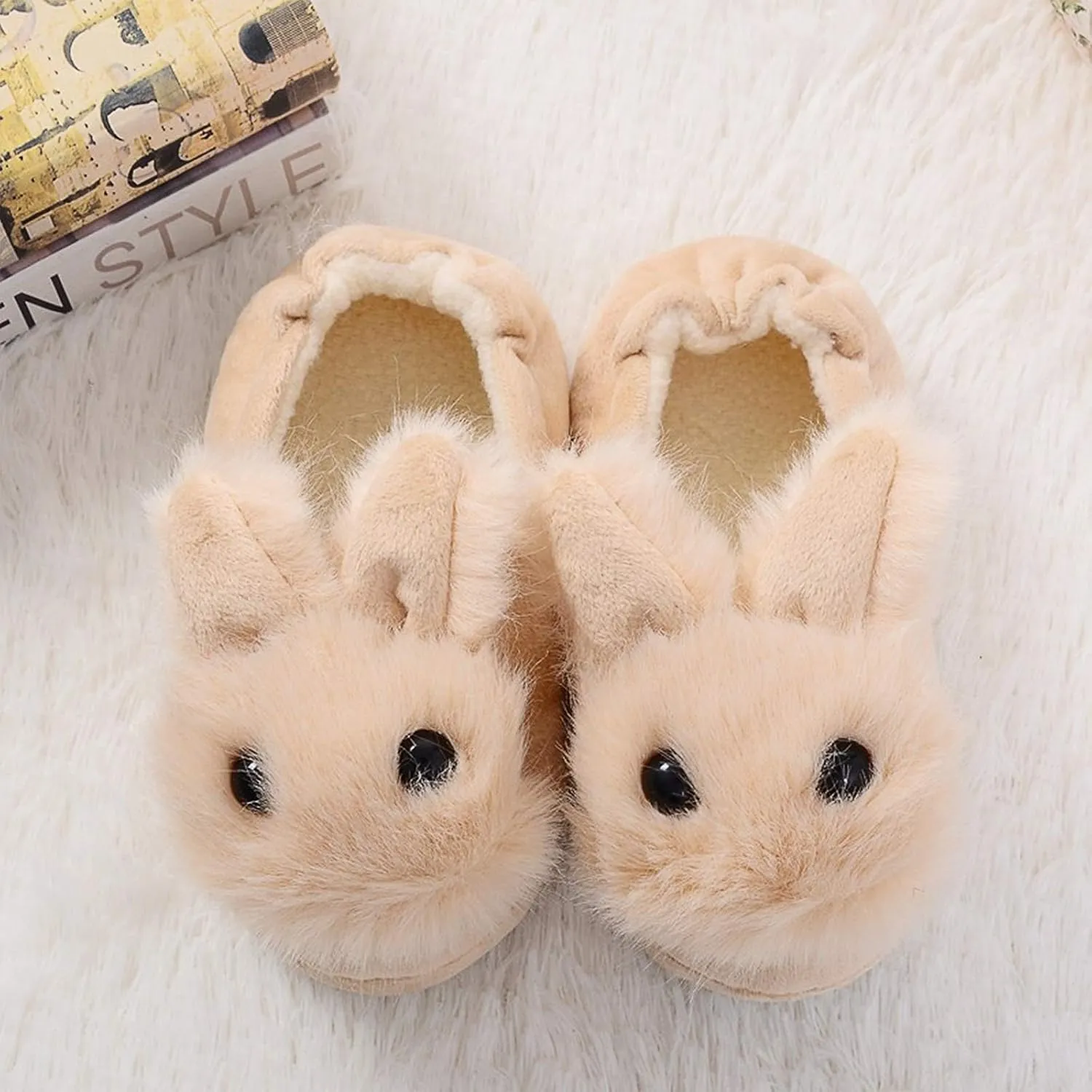 eccbox Toddler Boys Girls Cute Slippers Unicorn Fluffy Fuzzy Winter Warm Slippers Cartoon Animal Plush Indoor House Slip-on Shoes