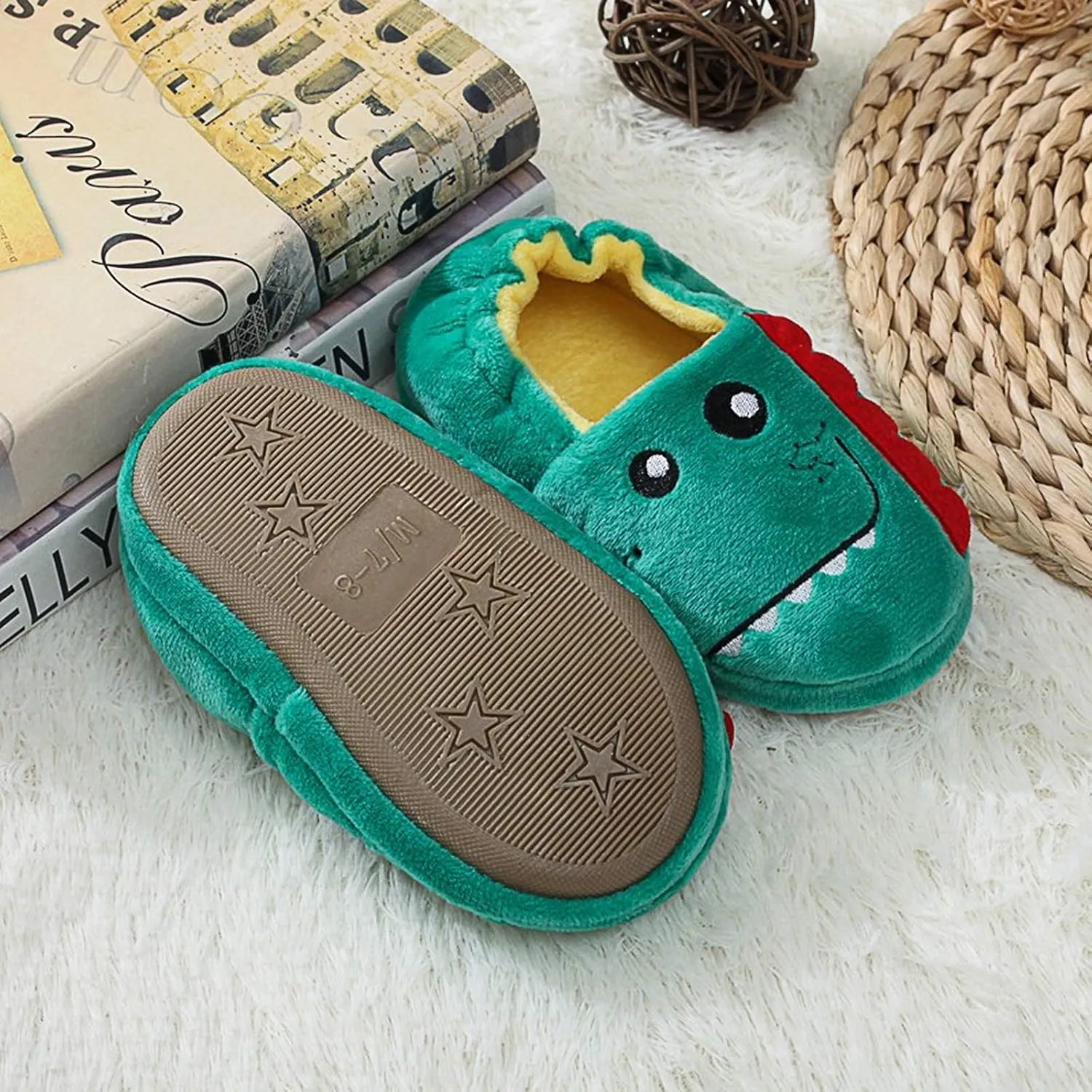 eccbox Toddler Boys Girls Cute Slippers Unicorn Fluffy Fuzzy Winter Warm Slippers Cartoon Animal Plush Indoor House Slip-on Shoes