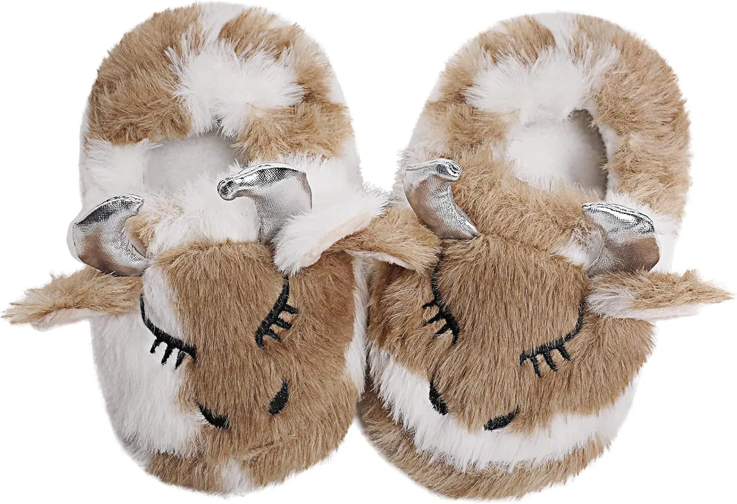eccbox Toddler Boys Girls Cute Slippers Unicorn Fluffy Fuzzy Winter Warm Slippers Cartoon Animal Plush Indoor House Slip-on Shoes