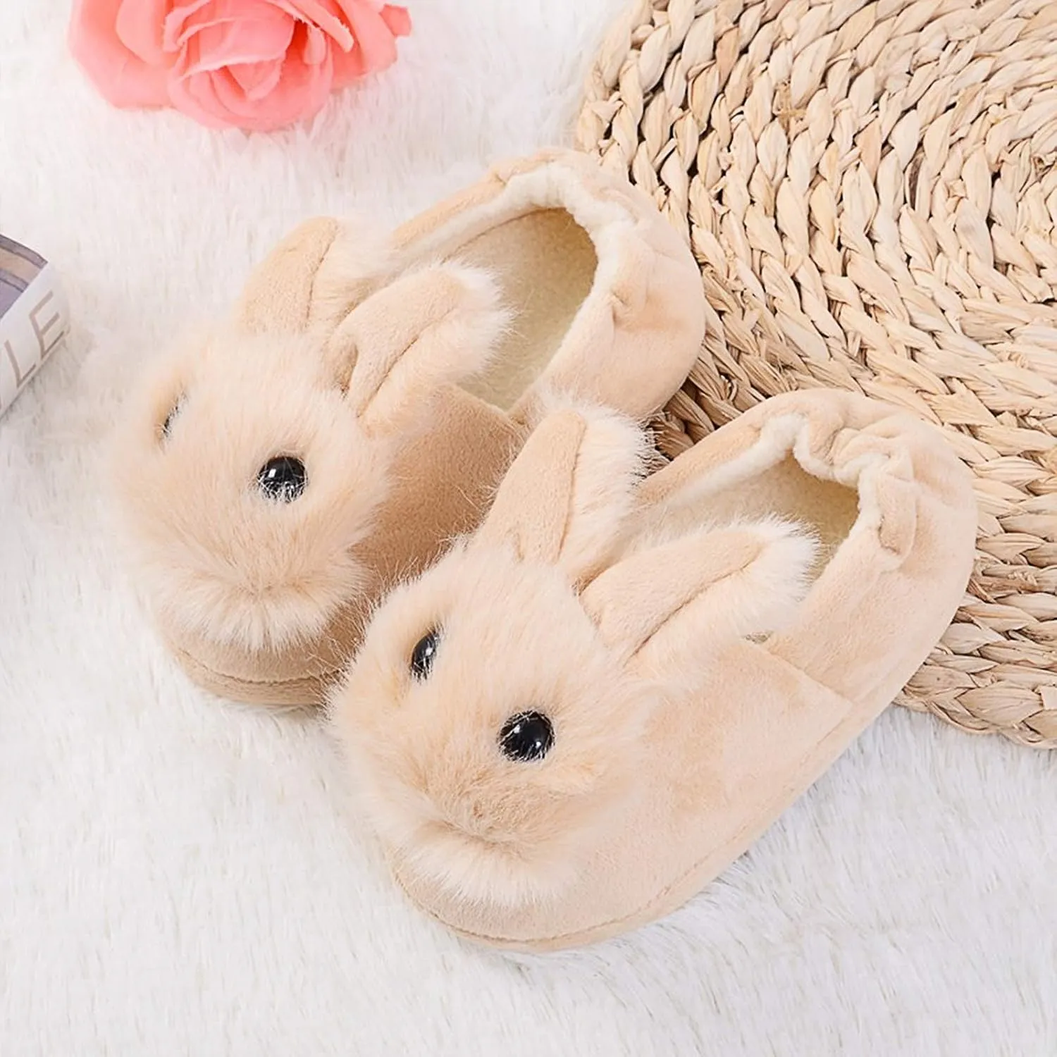 eccbox Toddler Boys Girls Cute Slippers Unicorn Fluffy Fuzzy Winter Warm Slippers Cartoon Animal Plush Indoor House Slip-on Shoes