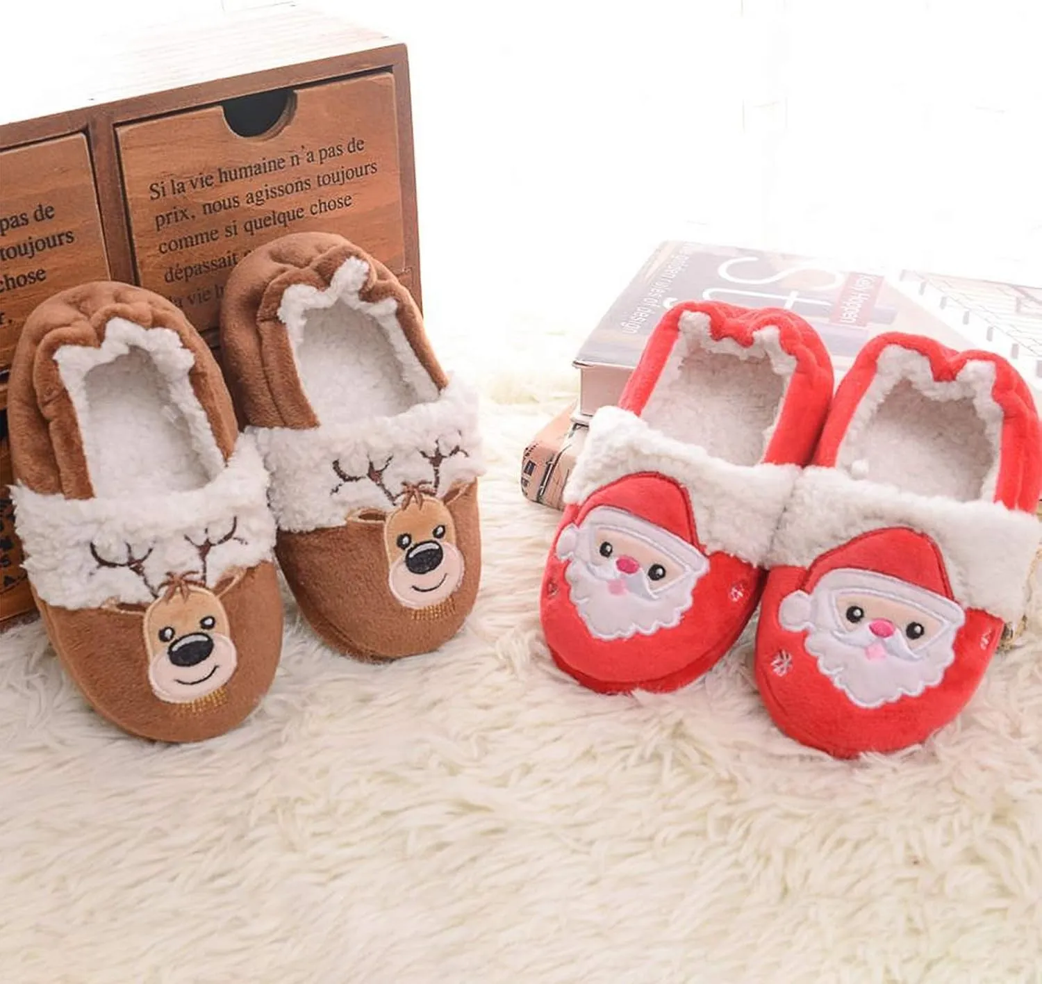 eccbox Toddler Boys Girls Cute Slippers Unicorn Fluffy Fuzzy Winter Warm Slippers Cartoon Animal Plush Indoor House Slip-on Shoes
