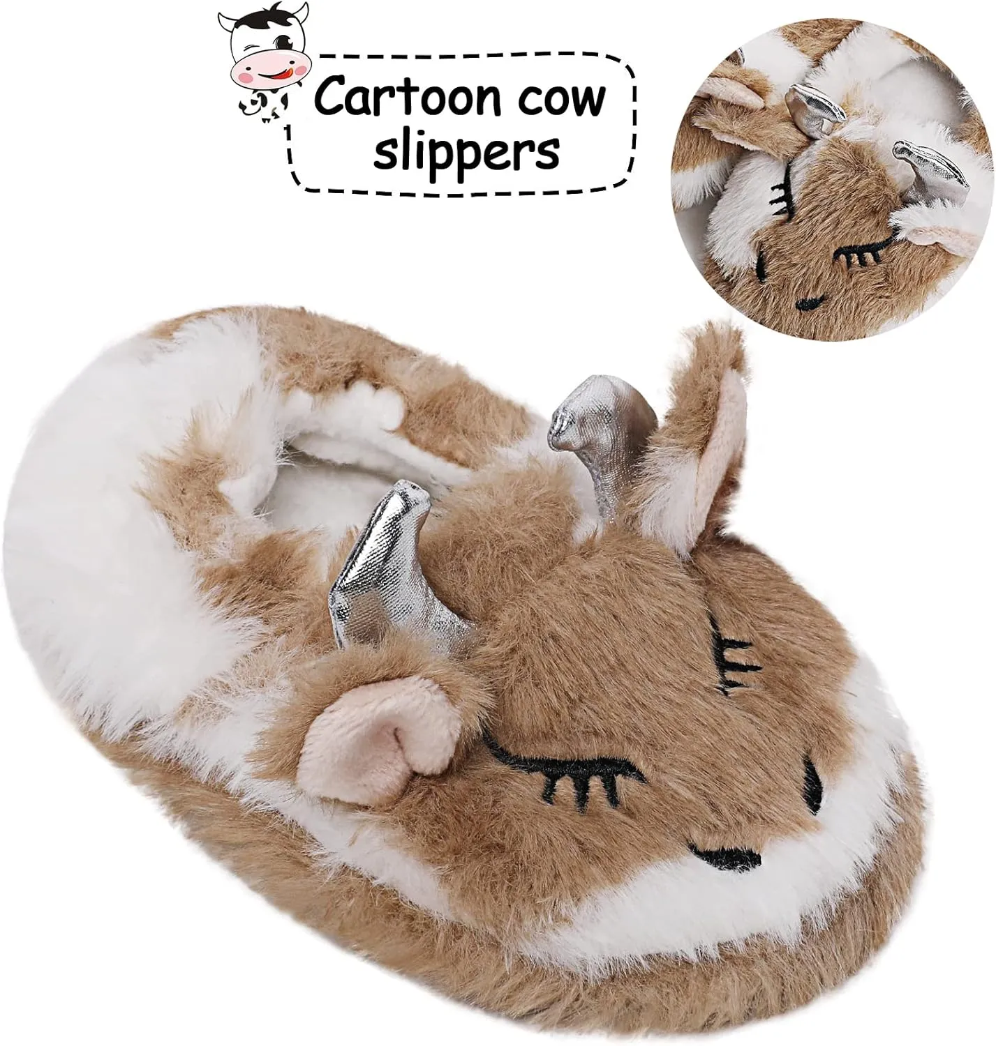 eccbox Toddler Boys Girls Cute Slippers Unicorn Fluffy Fuzzy Winter Warm Slippers Cartoon Animal Plush Indoor House Slip-on Shoes