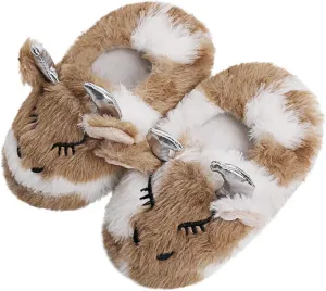 eccbox Toddler Boys Girls Cute Slippers Unicorn Fluffy Fuzzy Winter Warm Slippers Cartoon Animal Plush Indoor House Slip-on Shoes