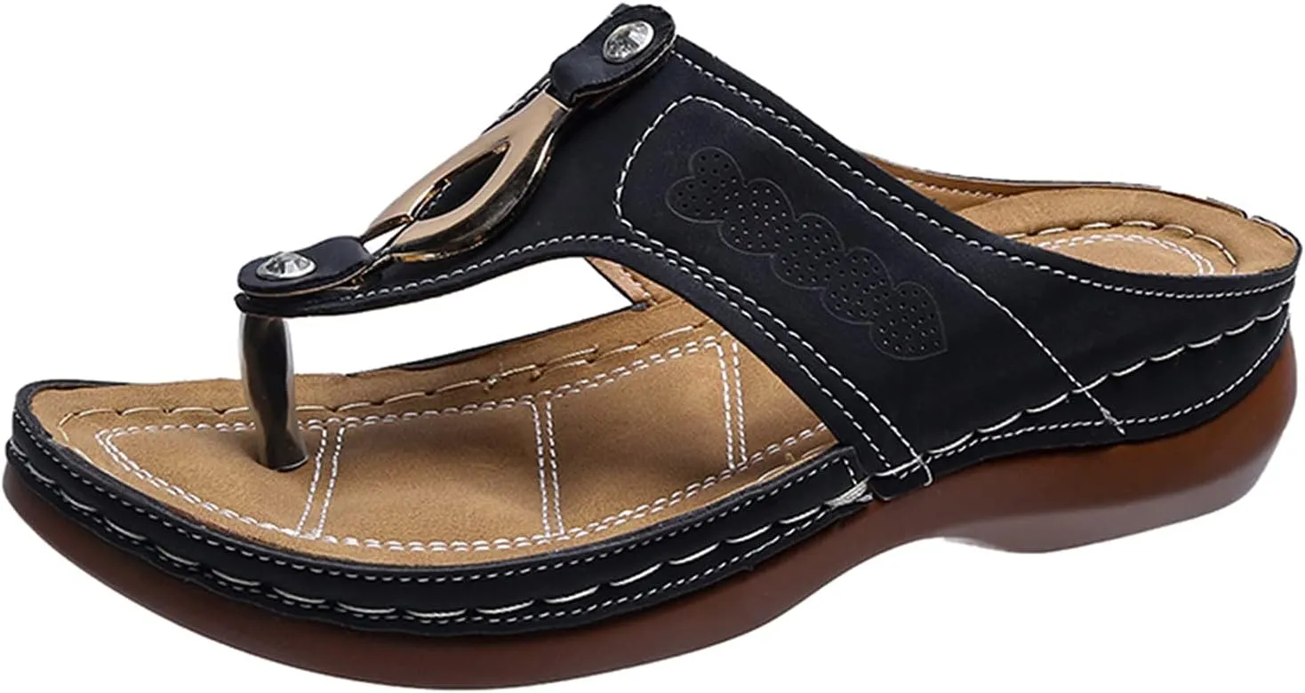 Eduavar Sandals for Women Dressy, Orthopedic Sandals for Women Breathable Flip Flops Slip On Travel Beach Sandals