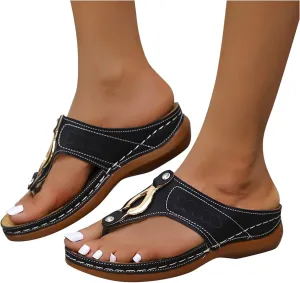 Eduavar Sandals for Women Dressy, Orthopedic Sandals for Women Breathable Flip Flops Slip On Travel Beach Sandals