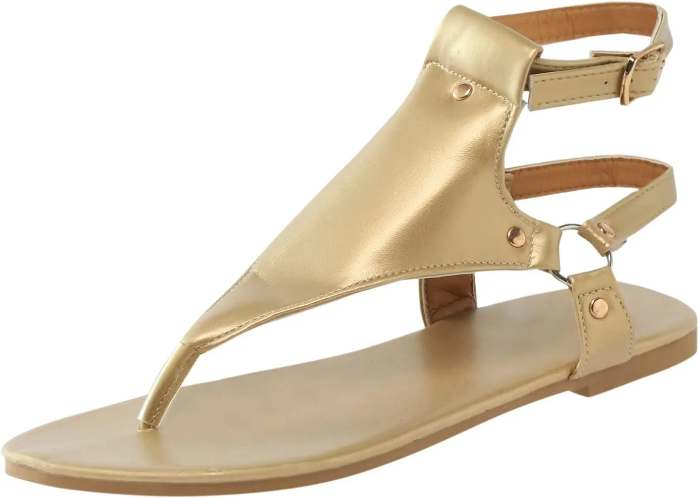 Eduavar Sandals for Women Dressy Summer, Flat Sandals for Women Summer Beach Open Toe Flip Flops Sandals with Buckle Strap