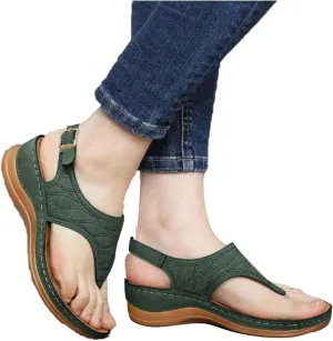 Eduavar Sandals for Women Dressy Summer, Sandals Women Summer Beach Sandals Flip Flops Embroidered Buckle Ankle Strap Shoes