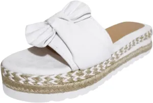 Eduavar Sandals for Women Dressy Summer, Womens Sandals Dressy Breathable Open Toe Bow Sandals Women Weave Flat Beach Sandals