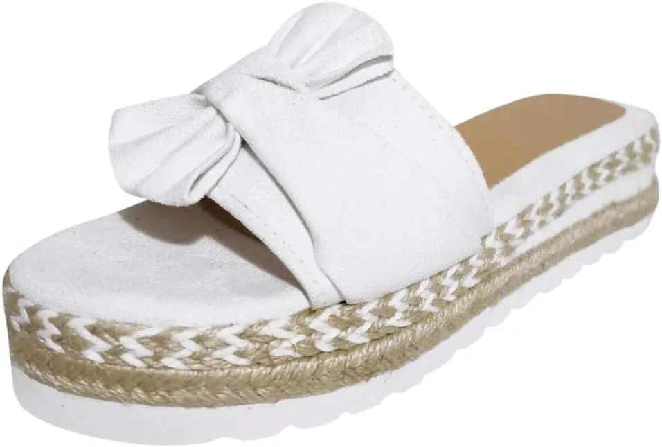 Eduavar Sandals for Women Dressy Summer, Womens Sandals Dressy Breathable Open Toe Bow Sandals Women Weave Flat Beach Sandals